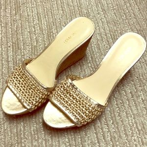 Nine West gold and cork wedge sandal